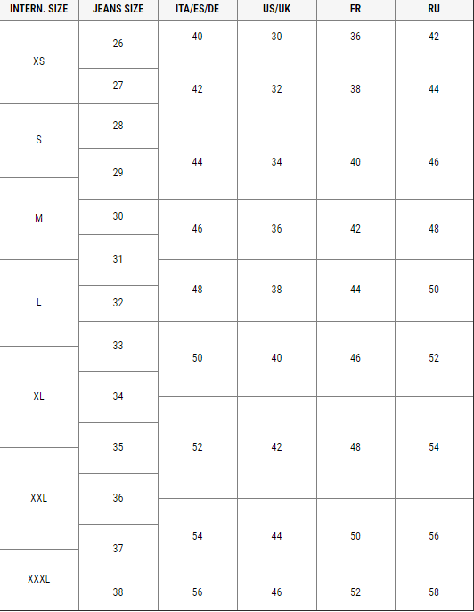 黑金系列下装尺寸