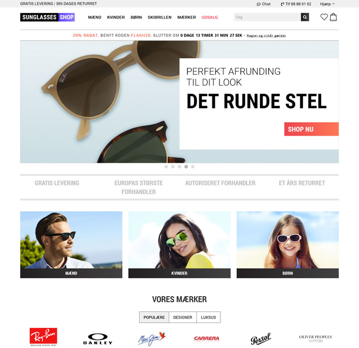 Sunglasses Shop丹麦官网：欧洲海淘第一的太阳镜在线销售网站