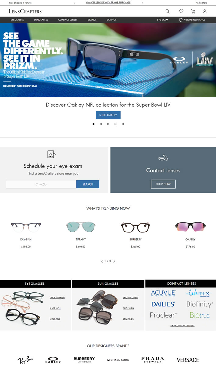 LensCrafters美国官网：美国名牌眼镜、太阳镜海淘购物网站