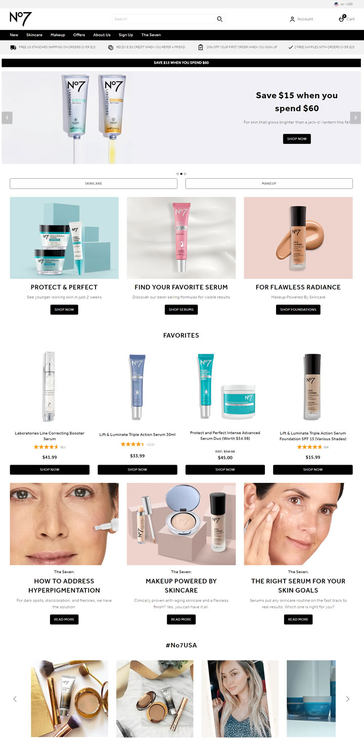 No7 Beauty美国官网：英国国民护肤品牌官方海淘网站