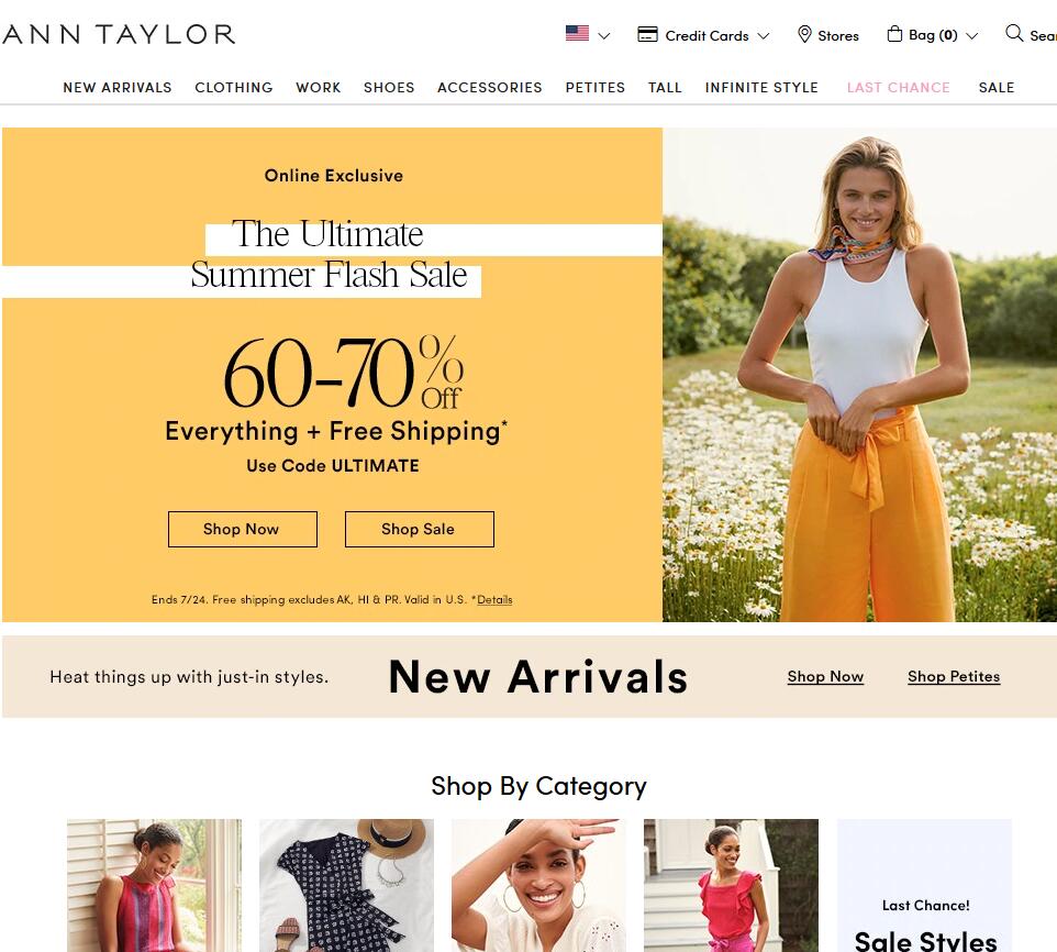 Ann Taylor美国官网：女士服装、鞋子及配饰<a href='http://www.younaisi.cn/htwz/' class='hyperlinked' target='_blank'>海淘网站</a>