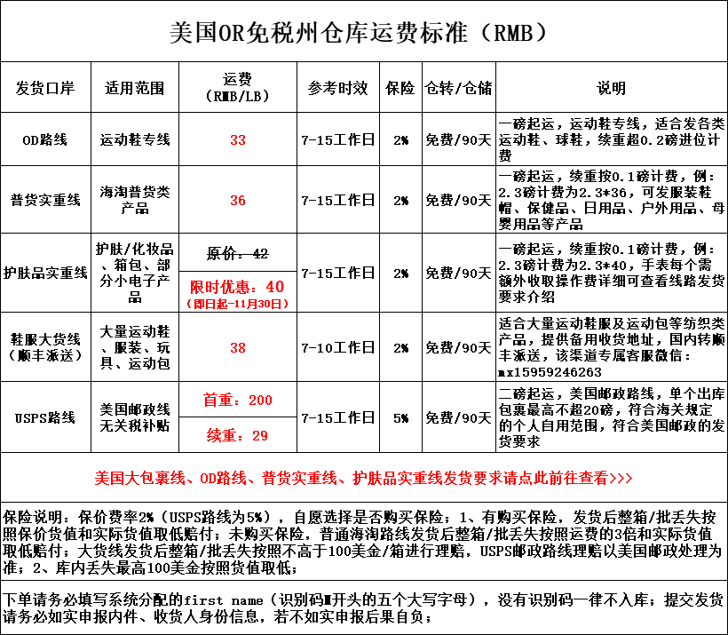 铭宣海淘美国转运运费