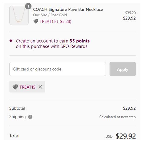 Shop Premium Outlets官网海淘购买Coach蔻驰饰品额外85折！