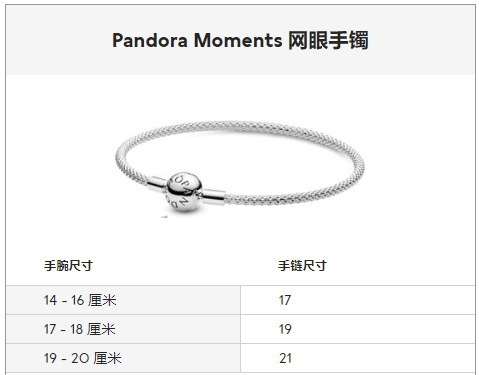 Pandora潘多拉美国官网的镯子尺码怎么选？