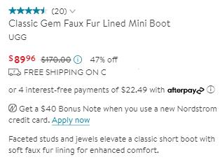 UGG Classic Gem雪地靴 海淘降至53折价$89.96