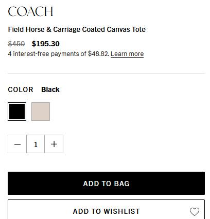 Coach蔻驰Horse and Carriage Field马车托特包 大号两色43折$195.3