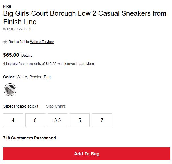 熊猫Dunk平替！NIKE Court Borough Low 2白黑银大童款板鞋售价$65