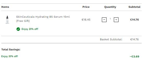 Skinceuticals 修丽可杜克维生素B5保湿精华 15ml 8折€14.76（约105元）
