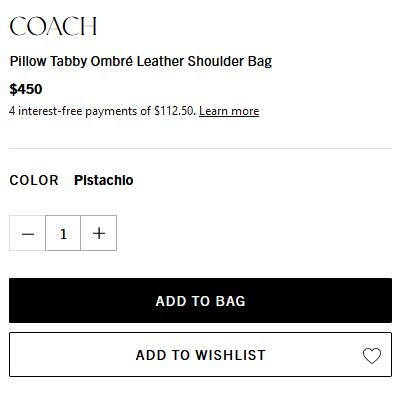 上新！Coach蔻驰 Pillow Tabby 18枕头包 渐变色 售价$450