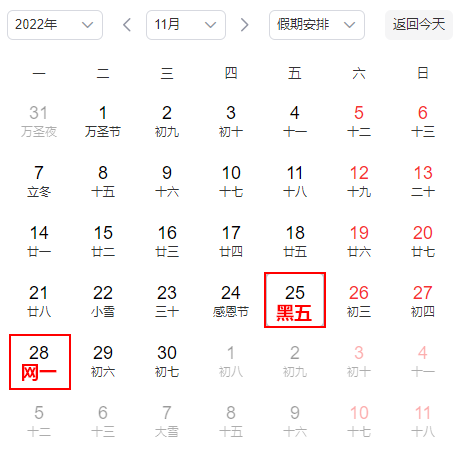 黑色星期五是哪一天？2022年黑五是什么时候？
