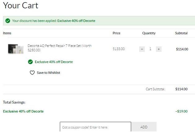 Decorte黛珂新版AQ 7件套(价值$250)海淘售价降至6折$114