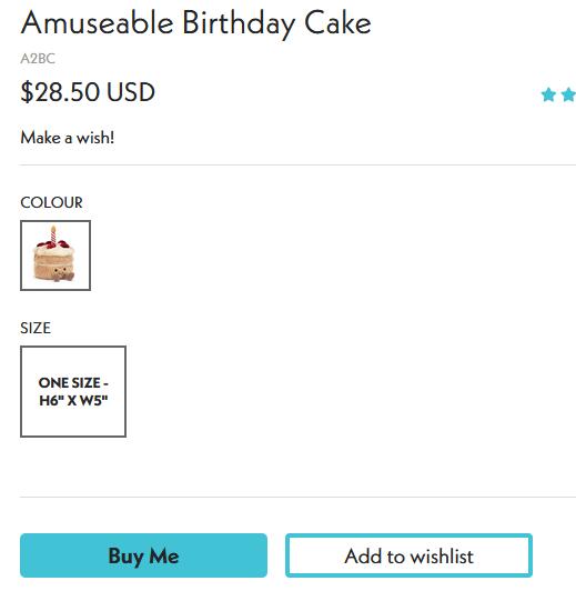 上新！Jellycat Amuseable生日蛋糕玩偶海淘售价$28.5
