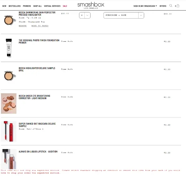 母亲节活动  | Smashbox官网精选无门槛7.5折+满送5件套